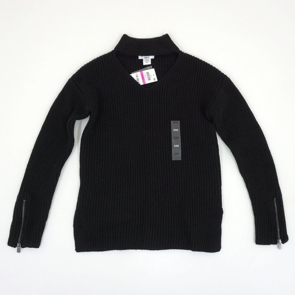 Bar III Zip Cuff Choker Neck Sweater Pullover XXS - Picture 2 of 8